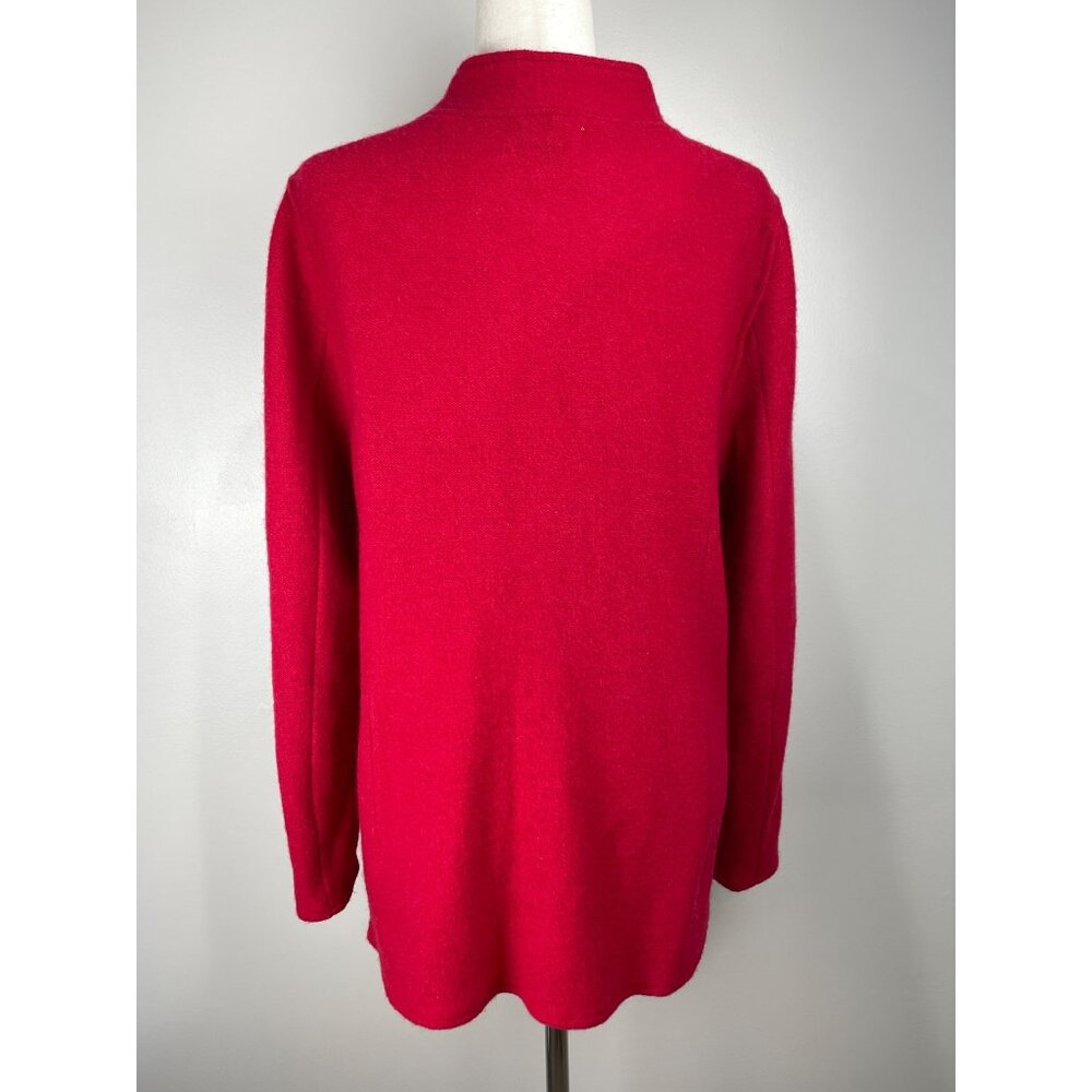JM Collection Red Wool Cardigan Sweater Womens XL Button Up Mandarin Collar - Picture 2 of 6
